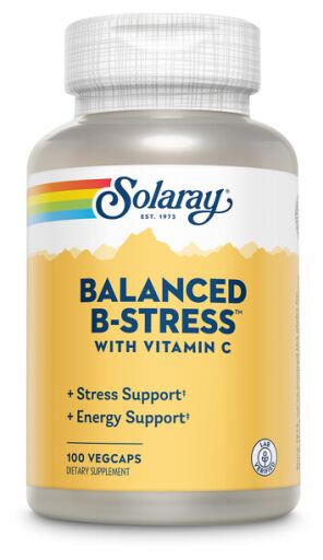Solaray C&aacute;psulas vegetais de vitamina B-Stress nutricionalmente balanceadas (100 unidades)
