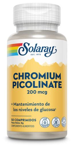 Solaray Picolinato de Cromo 200 mcg 50 Comprimidos