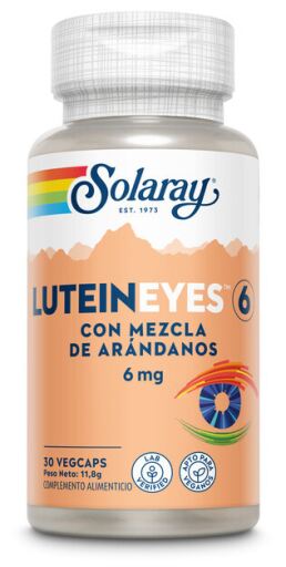 Solaray Lute&iacute;na para os olhos 6 mg 30 c&aacute;psulas