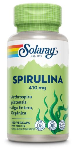 Solaray Spirulina 410 mg 100 C&aacute;psulas Vegetais