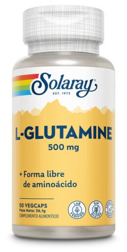 Solaray L-Glutamina 500 mg 50 C&aacute;psulas Vegetais