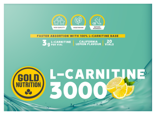 GoldNutrition L-Carnitina 3000 mg Lim&atilde;o 20 Frascos