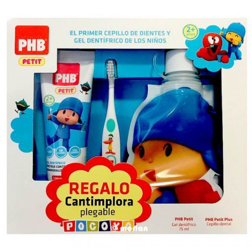 Petit Pocoyo Pacote Gel Creme dental + escova + Cantimplora presente