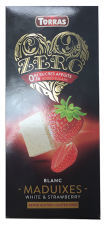 Chocolate branco sem a&ccedil;&uacute;car com morangos, 125g