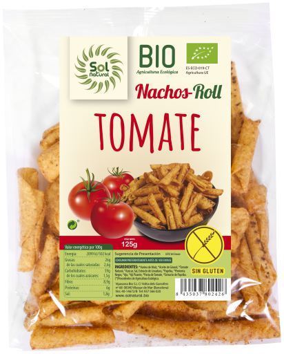 Rolinho de Nachos Milho Tomate Bio Sem Gl&uacute;ten 125 gr