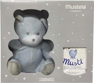 Musti Eau de Soin 50 ml Sem &aacute;lcool + ursinho de pel&uacute;cia azul-rosa