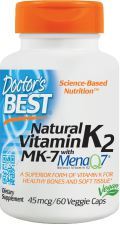 Natural vitamina K2 MK7 com menaQ7 45 mcg 60 vcaps