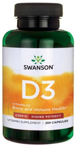 Vitamina D3 2.000 UI de alta potência 250 cápsulas