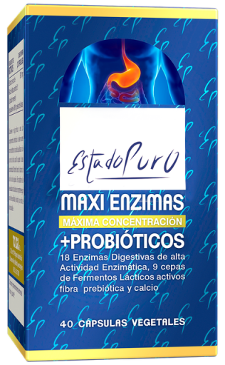 Maxi Enzimas de estado puro + Probi&oacute;ticos 40 c&aacute;psulas vegetais