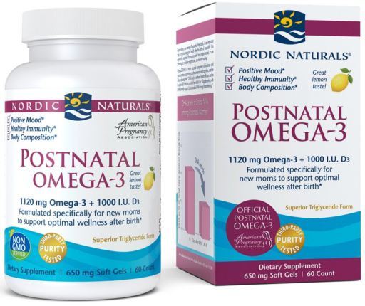 Omega-3 1120 mg pós-natal Lemon 60 Softgels