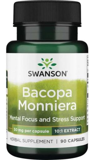 Bacopa Monniera 10: 1 Extrato 50 mg 90 c&aacute;psulas