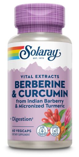 Solaray Berberina e Curcumina 600 mg 60 C&aacute;psulas Vegetais