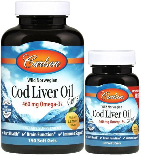 Óleo de fígado de bacalhau selvagem norueguês gemas limão 460 mg 150 + 30 pérolas