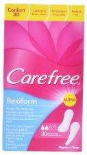 Protege Slips Carefree Flexi Form 30 Unidades