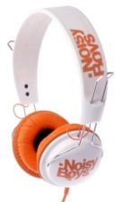 Fones de ouvido Noisyboys com faixas laranja branco