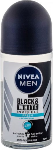 Invisível para desodorante masculino fresco 48h preto e branco Roll on 50 ml