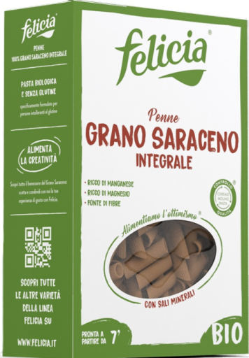 Felicia Bio Macarr&atilde;o Penne Integral de Trigo Sarraceno 250 gr
