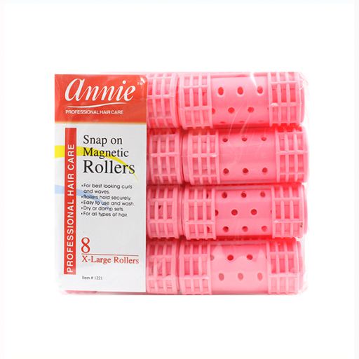 Rolos de cabelo rosa grandes 8 unidades