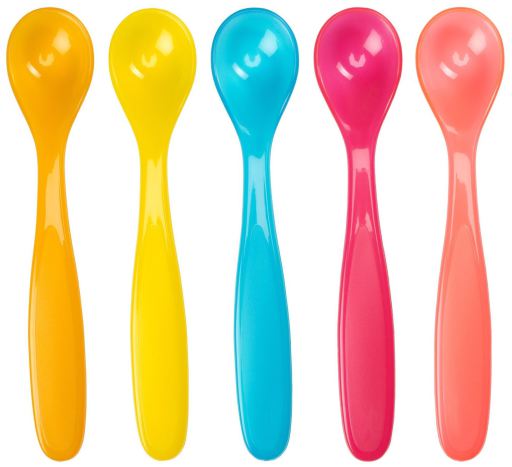 Conjunto de colheres flexíveis de cores divertidas 5 unidades