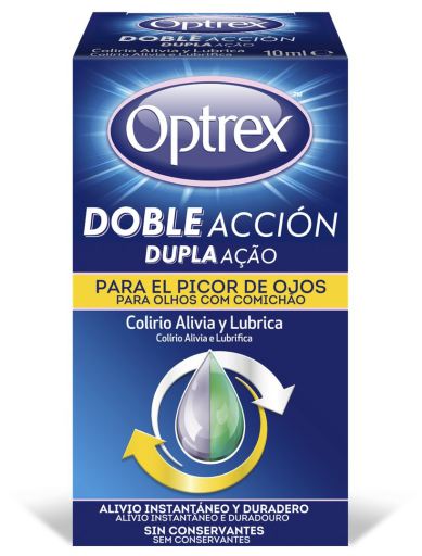 Optrex Gotas de dupla a&ccedil;&atilde;o para olhos secos e com coceira Multidose 10 ml