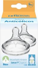 Op&ccedil;&otilde;es Preemie Flow Silicone Tetinas Boca Larga Y 9M+ 2 unidades