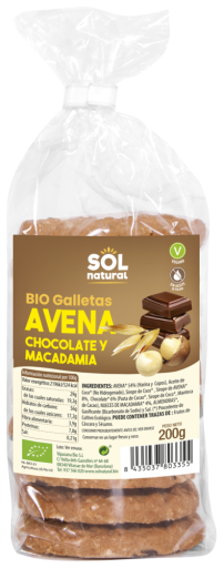 Biscoitos de aveia e chocolate Bio Macadâmia 200 gr