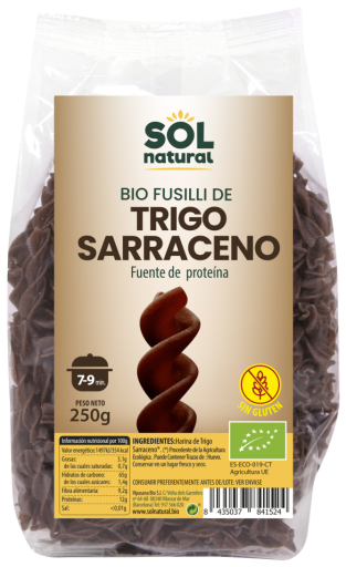 Fusilli de trigo sarraceno orgânico sem glúten 250 gr
