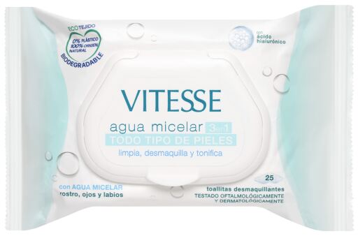 Vitesse &Aacute;gua Micelar Toalhetes Todos os Tipos de Pele 25 unidades