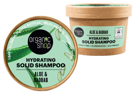 Organic Shop Champ&ocirc; S&oacute;lido Hidratante Alo&eacute;s e Baob&aacute; 60 gr
