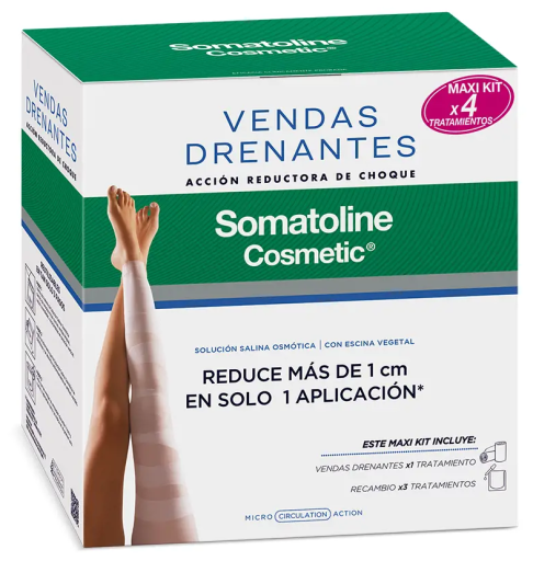Somatoline Cosmetic Bandagens Maxi Drenantes e Redutoras 4 Pe&ccedil;as