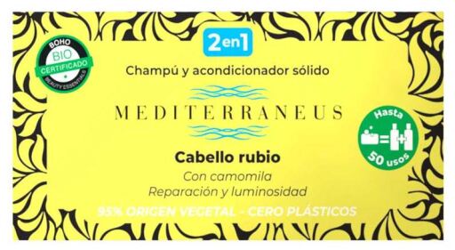 Mediterraneus Shampoo e Condicionador S&oacute;lido para Cabelos Loiros 50 gr