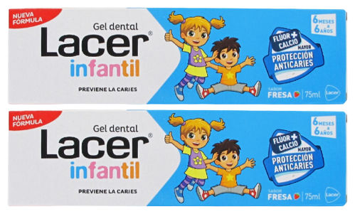 Lacer Gel Dent&aacute;rio Infantil Morango Duplo