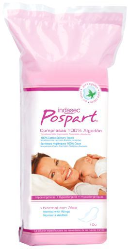 Pospart Compresas 100% Algod&oacute;n Normal con Alas 10 Unidades