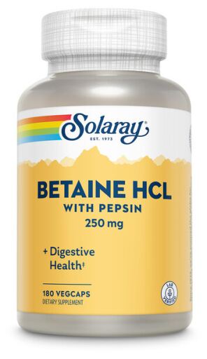 Solaray Beta&iacute;na HCL Pepsina 250 mg 180 C&aacute;psulas