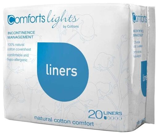 Cottons Organic Pantyliner para Incontin&ecirc;ncia Leve 100% Algod&atilde;o 20 Unidades
