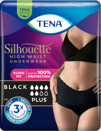Tena Silhouette Preto Cintura Alta Tamanho M 9 Unidades