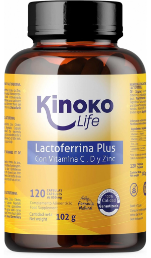 Kinoko Life Lactoferrin Plus (500mg Vitc,Zinco e Vit D3 2000Iu) 120 C&aacute;psulas