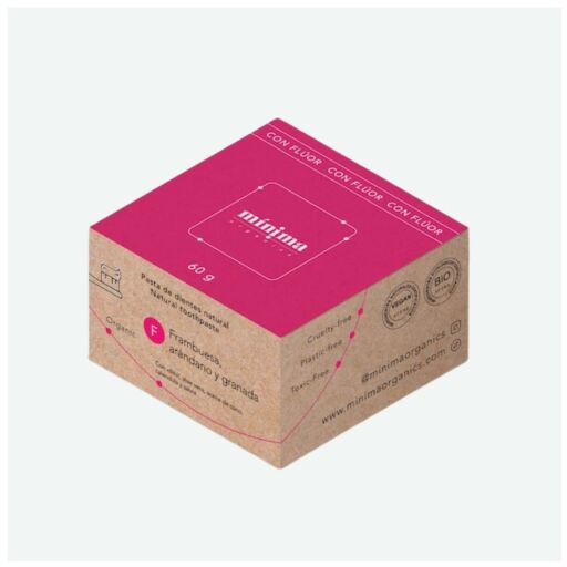 M&iacute;nima Organics Creme dental infantil com framboesa e fl&uacute;or 60 g