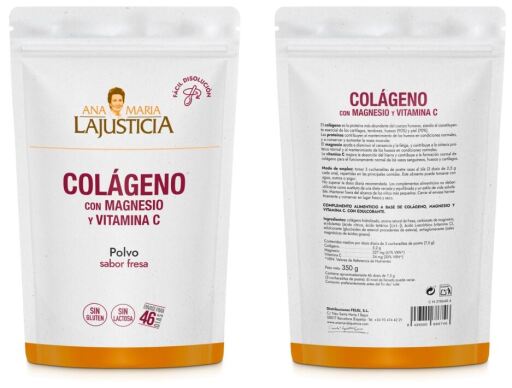 Ana Mar&iacute;a Lajusticia Col&aacute;geno com Magn&eacute;sio + Vit.C Morango 350 gr Doypack