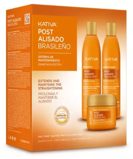 Pacote profissional p&oacute;s-alisamento brasileiro com 3 pe&ccedil;as