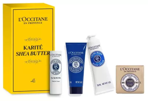 Conjunto de presente com 4 pe&ccedil;as de manteiga de karit&eacute;