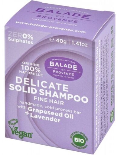 Shampoo s&oacute;lido de lavanda para cabelos finos, 40g