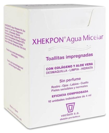 Vectem &Aacute;gua Micelar Xhekpon, 10 Len&ccedil;os Umedecidos, 4 ml