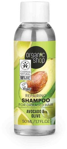 Organic Shop Shampoo Reparador para Cabelos Danificados Abacate e Oliva 50ml