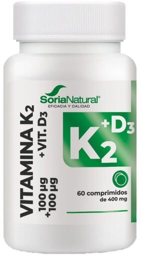 Soria Natural Vitamina D3+K2 60 Comprimidos de Libera&ccedil;&atilde;o Prolongada