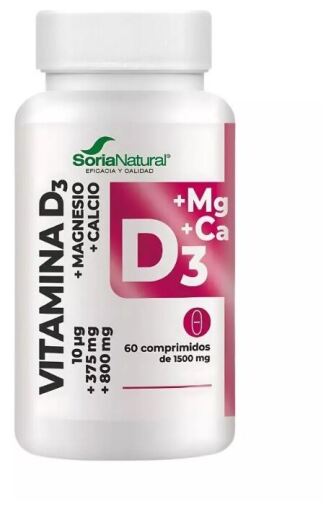 Soria Natural Vitamina D3 + Magn&eacute;sio 60 Comprimidos de Libera&ccedil;&atilde;o Prolongada