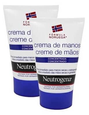 Neutrogena Creme concentrado para as m&atilde;os, embalagem dupla de 50ml, tubo azul.