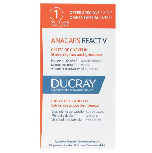 Ducray Trio Anacaps Reactiv Cabelo e Unhas 90 C&aacute;psulas