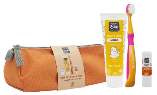 Kit de higiene oral infantil laranja, 4 pe&ccedil;as