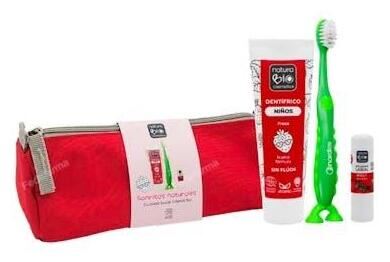 Kit de higiene oral infantil vermelho, 4 pe&ccedil;as